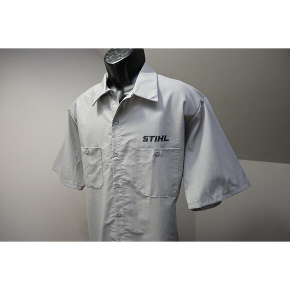 STIHL Button Up Work Shirt Polyester Cotton Red Kap Short Sleeve Mens Sz XL NWT - Picture 1 of 10